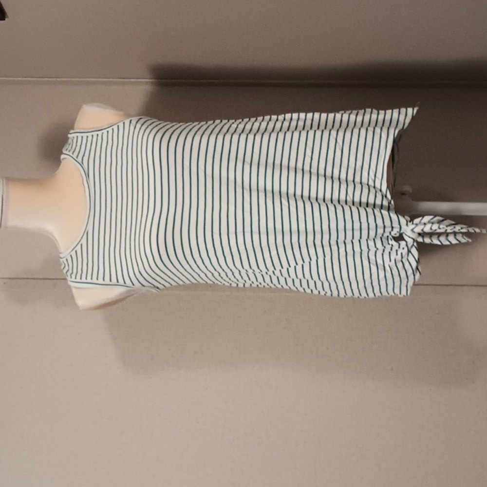 5/$20 Women's Small white an teal striped Cupio sleeveless top